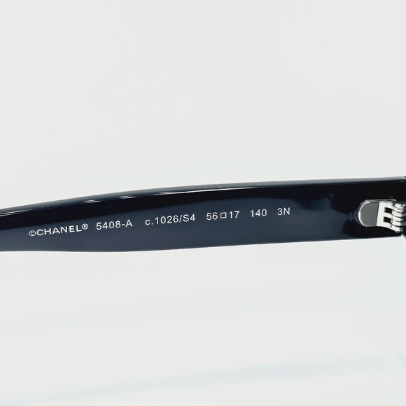 CHANEL SUNGLASSES WHITE LOGO BLACK FRAME CH5408-A C.1026/S4 56-17 - Picture 10 of 13